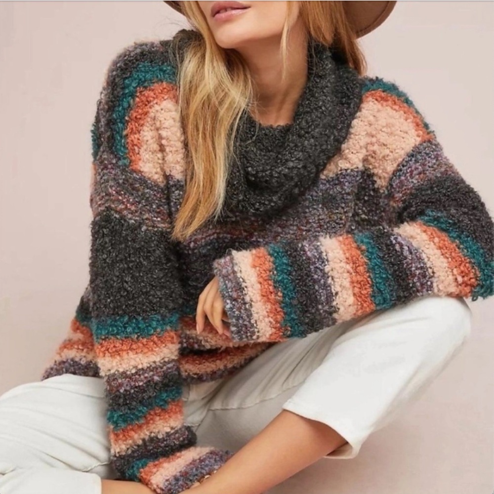 Anthropologie Moth - Murray Multicolor Striped Ov… - image 1